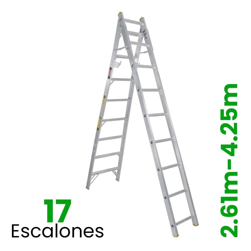 Escalera Convertible de Aluminio Akron 17 Escalones 77-20