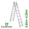 Escalera Convertible de Aluminio Akron 17 Escalones 77-20
