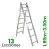 Escalera Convertible de Aluminio Akron 13 Escalones 77-19