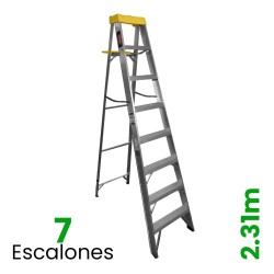 Escalera de Tijera Aluminio Akron 7 Escalones con Porta Cubeta 77-22