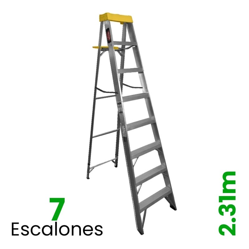 Escalera de Tijera Aluminio Akron 7 Escalones con Porta Cubeta 77-22
