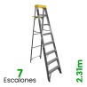 Escalera de Tijera Aluminio Akron 7 Escalones con Porta Cubeta 77-22