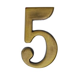 Número decorativo #5 latón antiguo Ashico