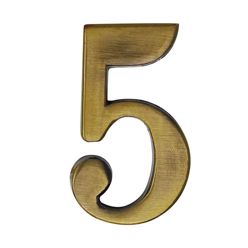 Número decorativo #5 latón antiguo Ashico