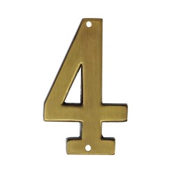 Número decorativo #4 latón antiguo Ashico