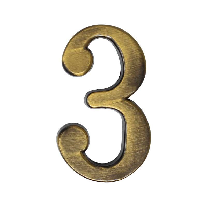 Número decorativo #3 latón antiguo Ashico