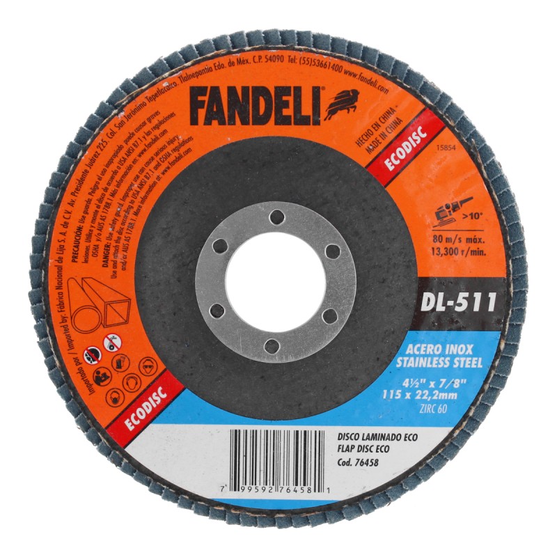 Disco laminado 4-1/2" Zirc-60 DL-511 Fandeli