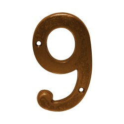Número decorativo #9 latón antiguo Dexter