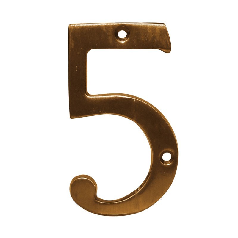 Número decorativo #5 latón antiguo Dexter