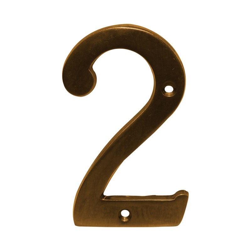 Número decorativo #2 latón antiguo Dexter