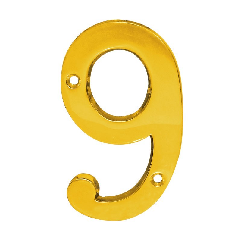 Número decorativo #9 latón brillante Dexter