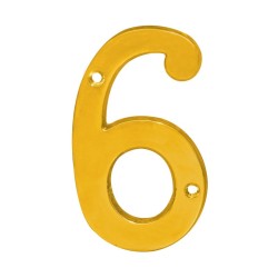 Número decorativo #6 latón brillante Dexter
