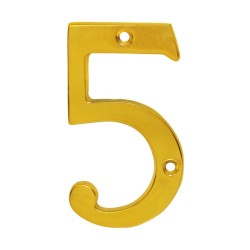 Número decorativo #5 latón brillante Dexter