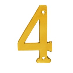 Número decorativo #4 latón brillante Dexter