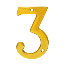 Número decorativo #3 latón brillante Dexter
