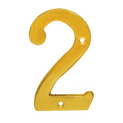 Número decorativo #2 latón brillante Dexter