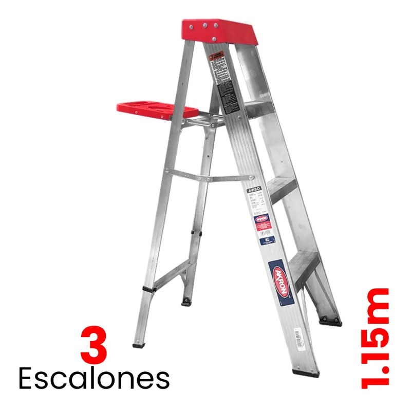 Escalera De Tijera Aluminio Akron 3 Escalones 77-10 150kg