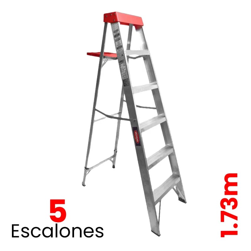 Escalera De Tijera Aluminio C/plataforma Akron 5 Escalones 77-12 150kg
