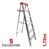 Escalera De Tijera Aluminio C/plataforma Akron 5 Escalones 77-12 150kg