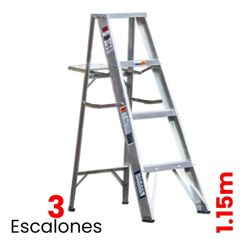 Escalera De Tijera Aluminio C/plataforma Akron 3 Escalones 77-13 150kg