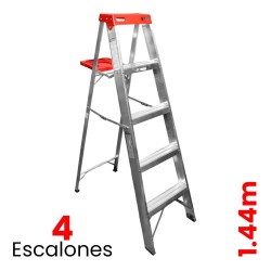 Escalera De Tijera Aluminio C/plataforma Akron 4 Escalones 77-14 150kg