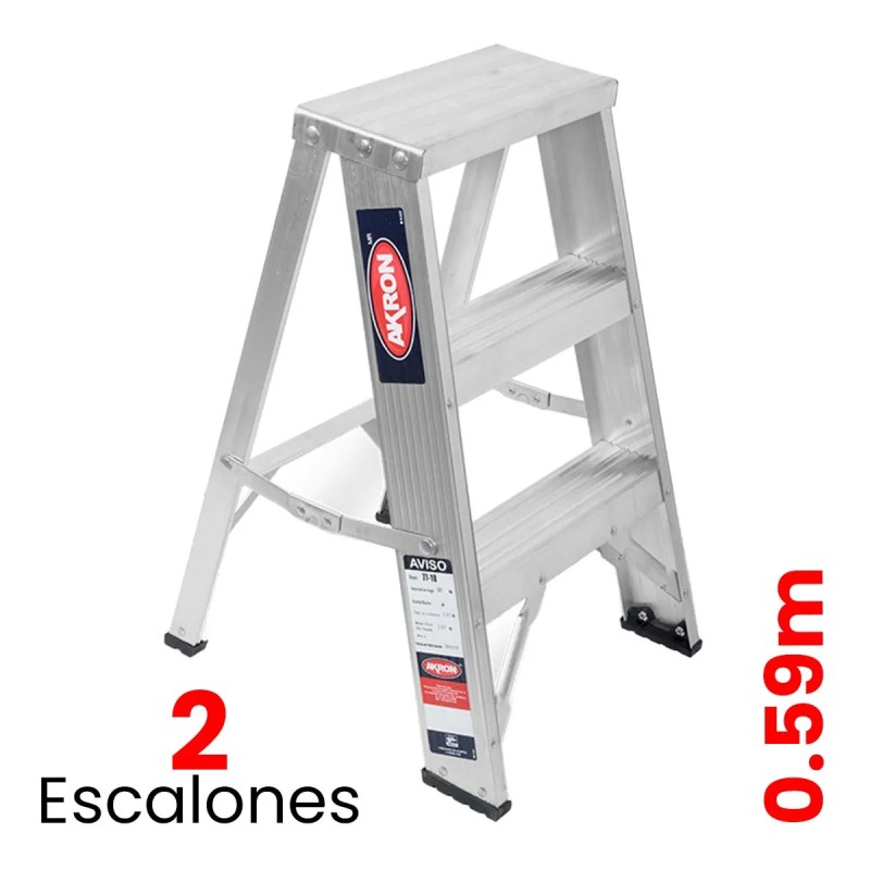 Taburete Plegable de Aluminio Akron  2 Escalones 77-18 150 kg