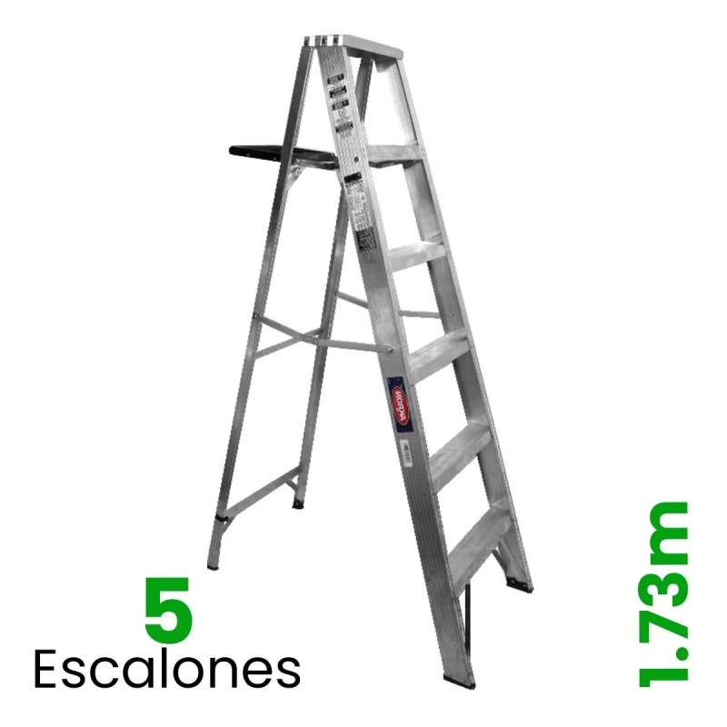 Escalera Tijera C/plataforma Aluminio Akron 5 Escalones 79-23 175kg