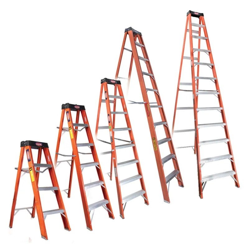 Escalera Tijera Plegable Fibra de Vidrio Sencilla Akron 3 Escalones 80-91 225kg