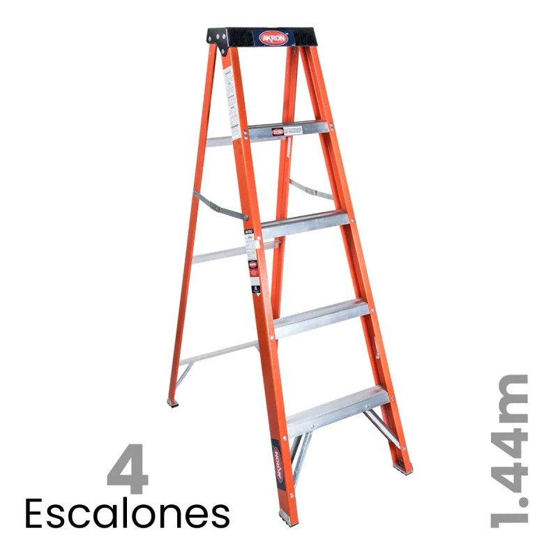 Escalera Tijera Fibra De Vidrio Pleg Akron 4 Escalones 81-55 90kg