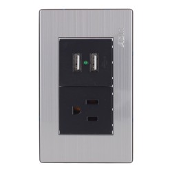 Placa con 1 contacto1 aterrizado y 2 puertos USB Mayorca 9822 Adir