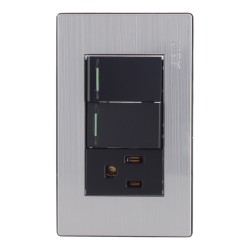 Placa con 2 apagadores sencillos y 1 contacto aterrizado Mayorca 9821 Adir