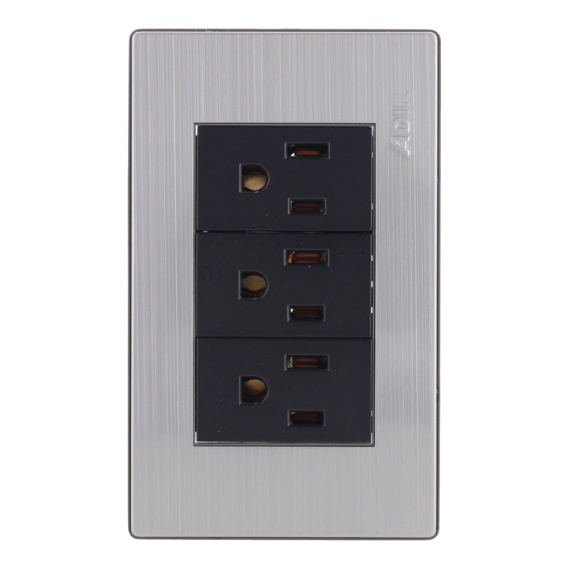 Placa con 3 contactos aterrizados Mayorca 9820 Adir