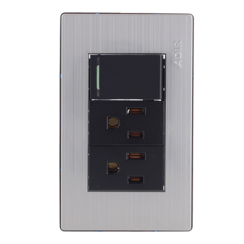 Placa con apagador sencillo y 2 contactos aterrizados Mayorca 9815 Adir