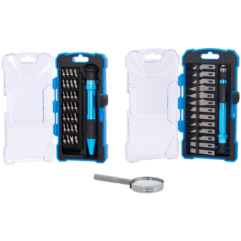 Kit de desarmadores y navajas tipo Exacto 44 piezas MRK-011 RORK