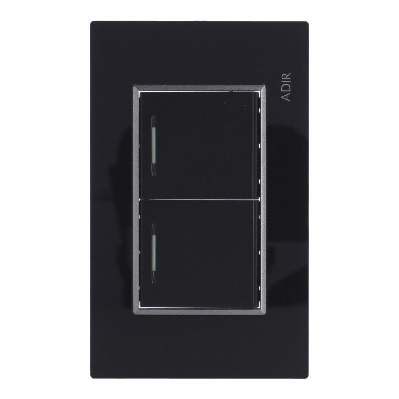 Placa con 2 apagadores de escalera Tiffany Cristal 9784 Adir