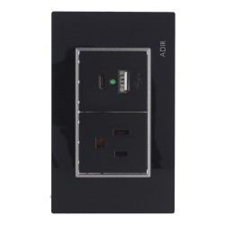 Placa con 1 contacto1 aterrizado y 2 puertos USB Tiffany Cristal 9795 Adir