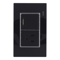 Placa con 1 apagador de escalera y 1 contacto aterrizado Tiffany Cristal 9790 Adir