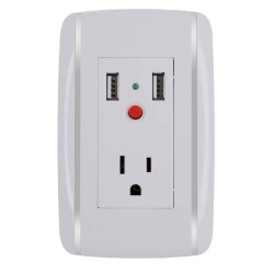 Placa con 1 contacto1 aterrizado y 2 puertos USB Bali 9899 Adir