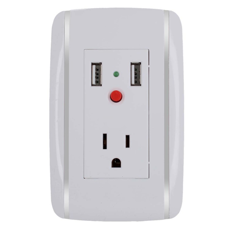 Placa con 1 contacto1 aterrizado y 2 puertos USB Bali 9899 Adir