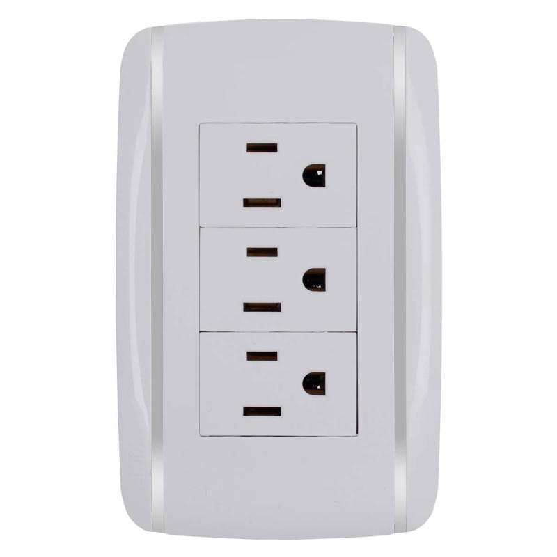 Placa con 3 contactos aterrizados Bali 9897 Adir