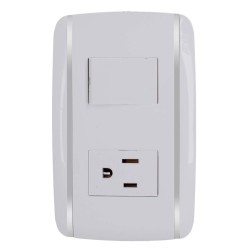 Placa con 1 apagador de escalera y 1 contacto aterrizado Bali 9894 Adir