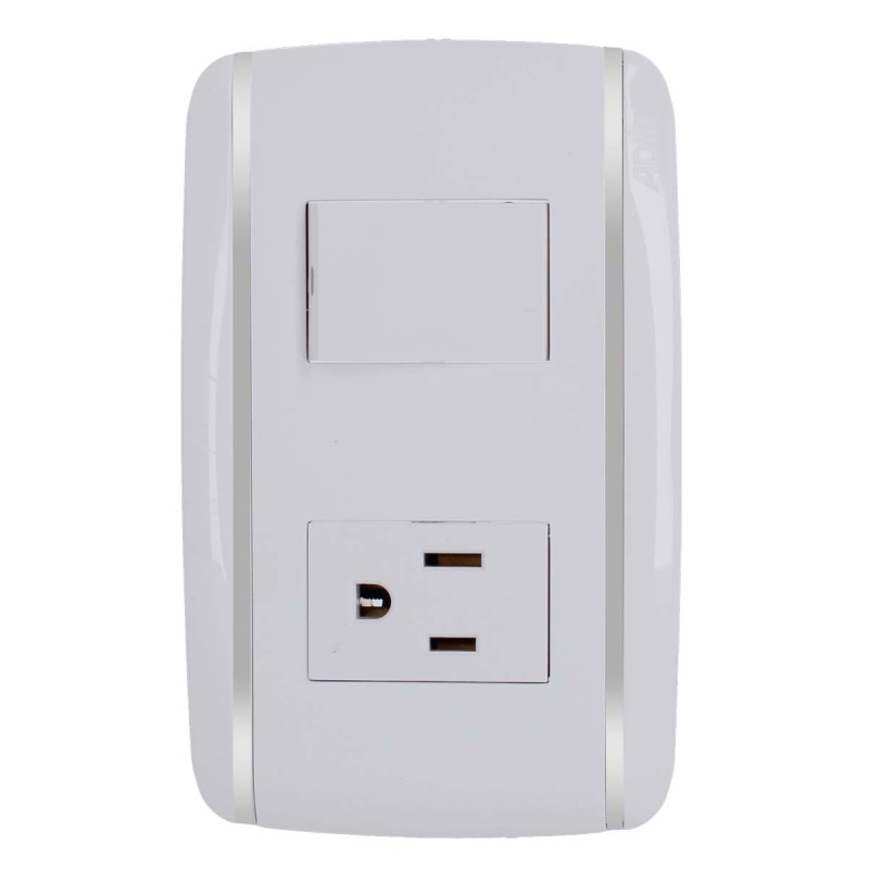 Placa con 1 apagador de escalera y 1 contacto aterrizado Bali 9894 Adir