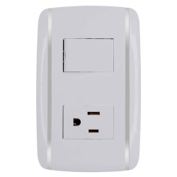 Placa con 1 apagador sencillo y 1 contacto aterrizado Bali 9893 Adir