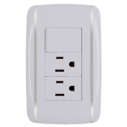 Placa con apagador sencillo y 2 contactos aterrizados Bali 9891 Adir