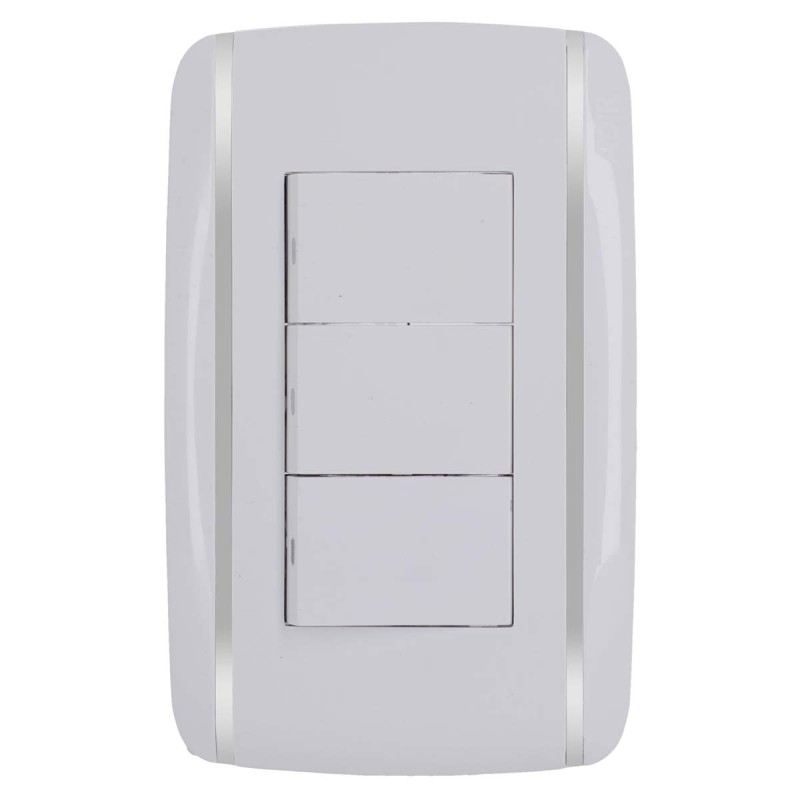 Placa con 3 apagadores de escalera Bali 9890 Adir