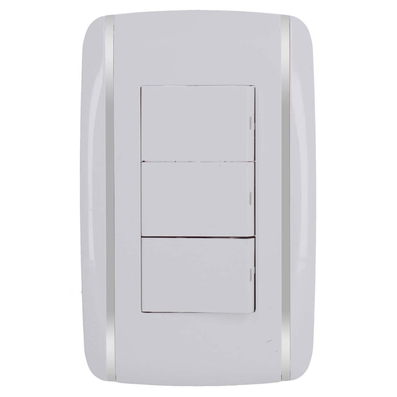 Placa con 3 apagadores sencillos Bali 9889 Adir