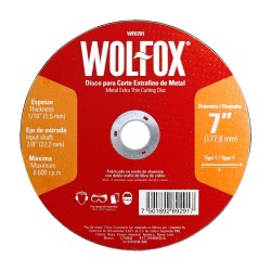 Disco para corte extrafino de metal 7" WF0701 Wolfox