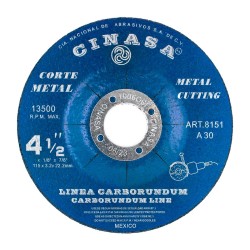 Disco para corte de Metal 4-1/2" 8151 Cinasa