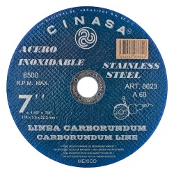 Disco para corte de acero inoxidable 7" Cinasa