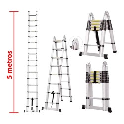 Escalera telescópica tipo tijera 5 metros Multiusos